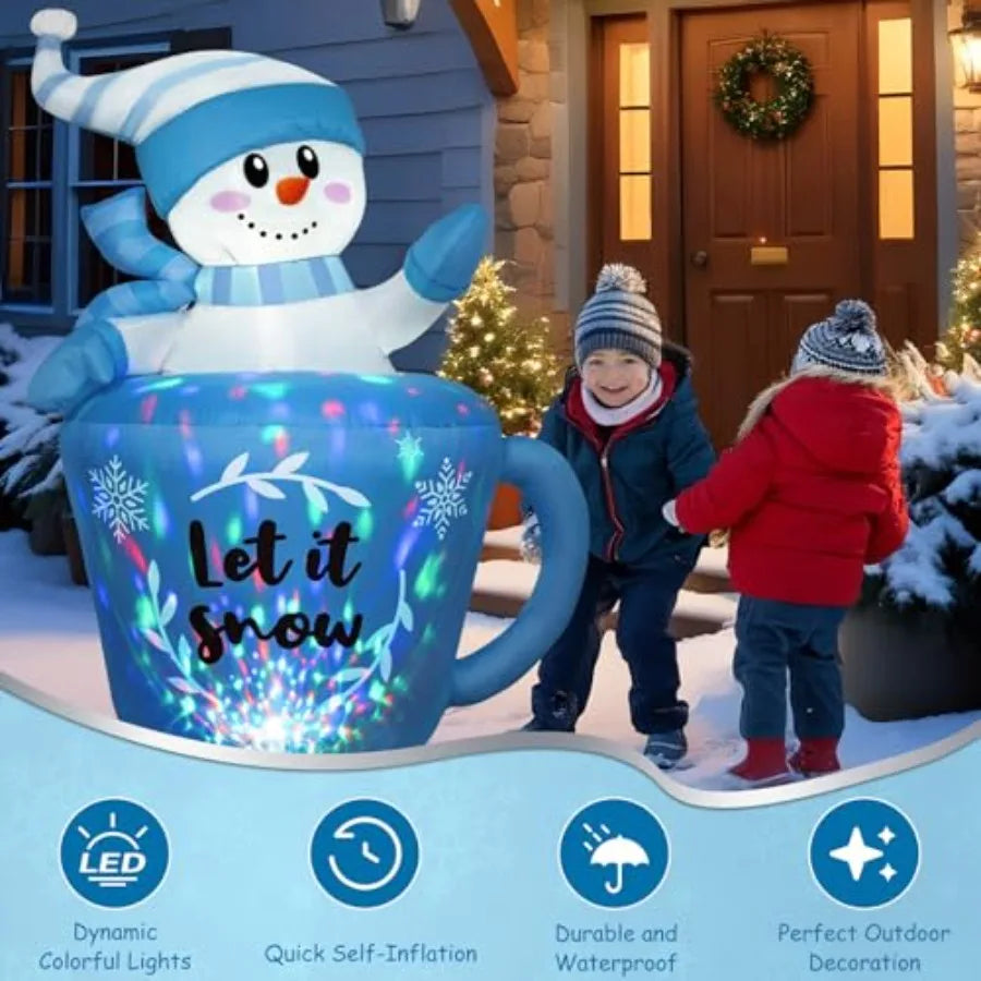 5FT Winter Inflatable Snowman in Mug