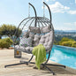 2 Person Double Egg Swing Chair with Stand Indoor Outdoor