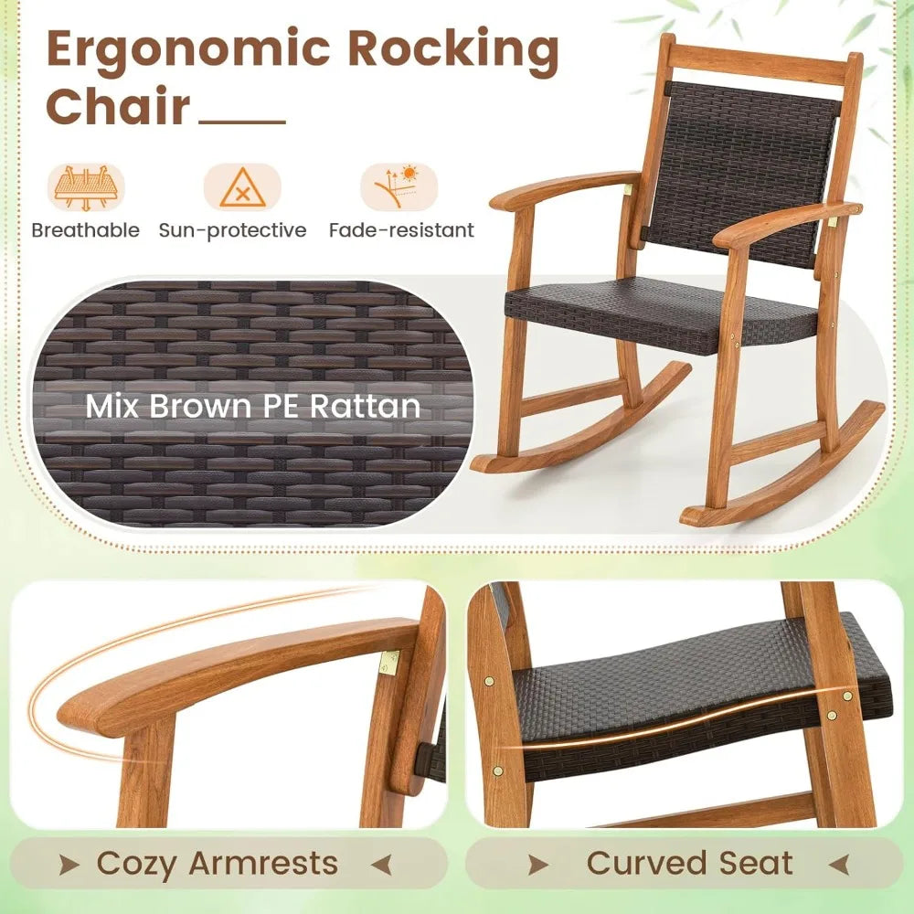 Acacia Wood Rocker with Side Table