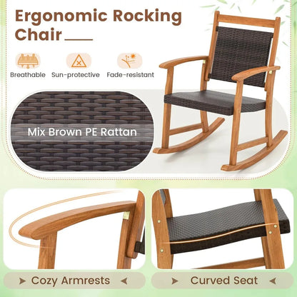 Acacia Wood Rocker with Side Table