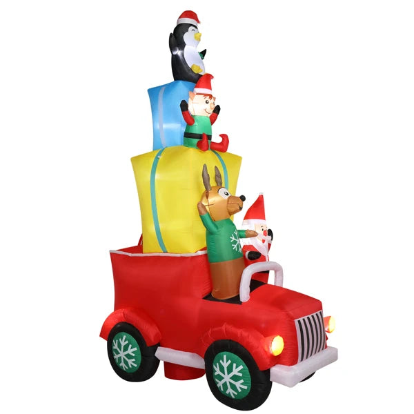 12ft LED Lights Santa Claus Driving With Gifts Inflatable