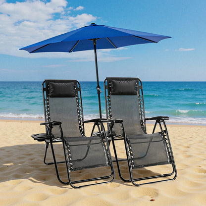 Zero Gravity Portable Recliner with Cup Holder Trays and Adjustable Pillow