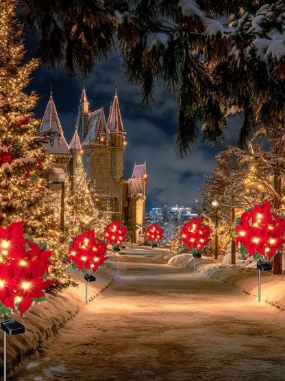 4 pieces of solar Christmas flowers