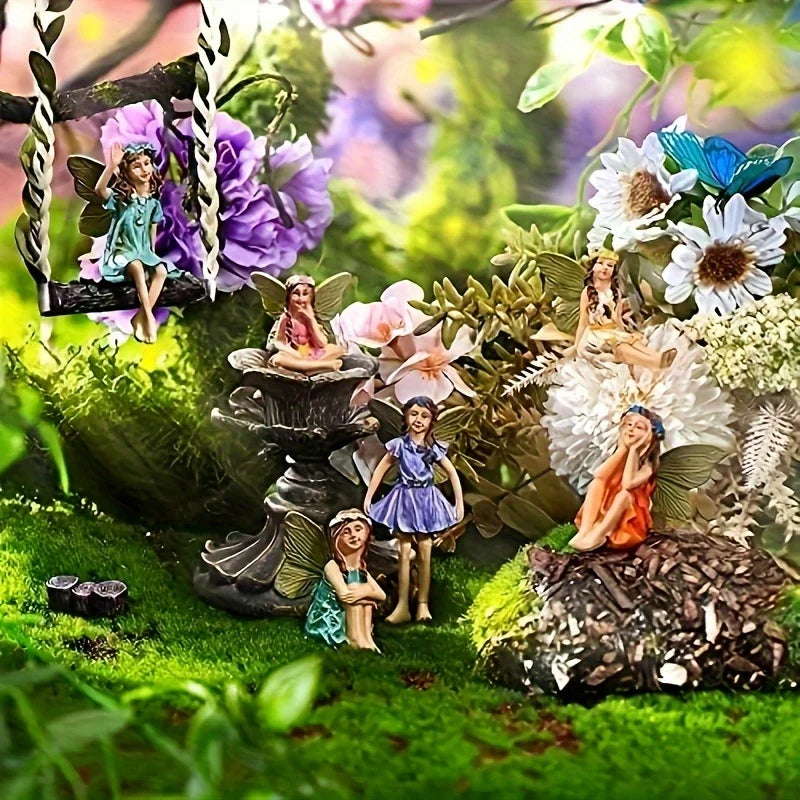 6 Pieces Miniature Fairy Sculpture Yard Ornaments Potted Plants Decor
