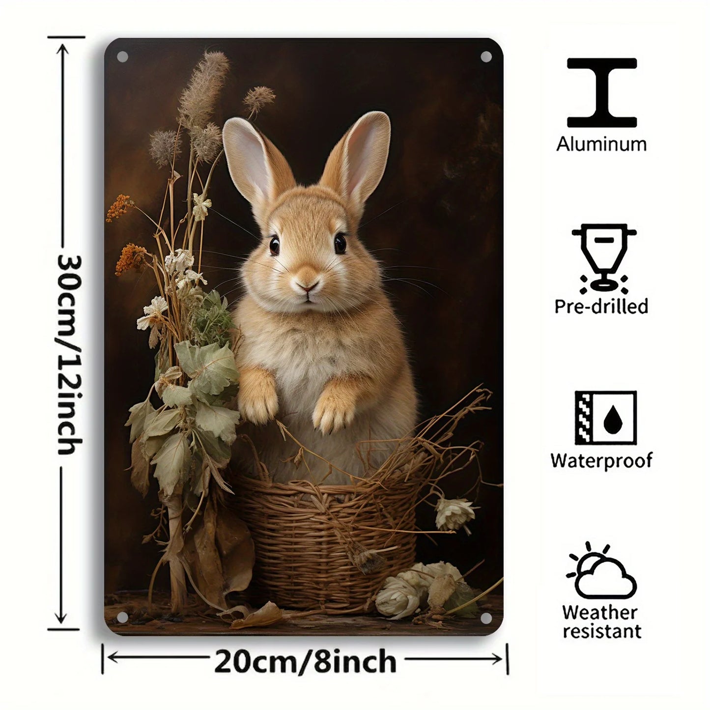 Vintage Bunny Metal Wall Art