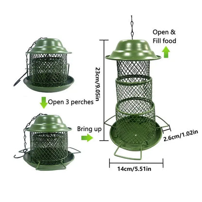 3-Layer Retractable Metal Bird Feeder