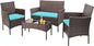 4 Pieces Outdoor Wicker Patio Furniture Set