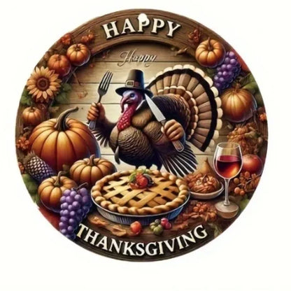 "'Happy Thanksgiving' – 1pc 2D Round Plaque