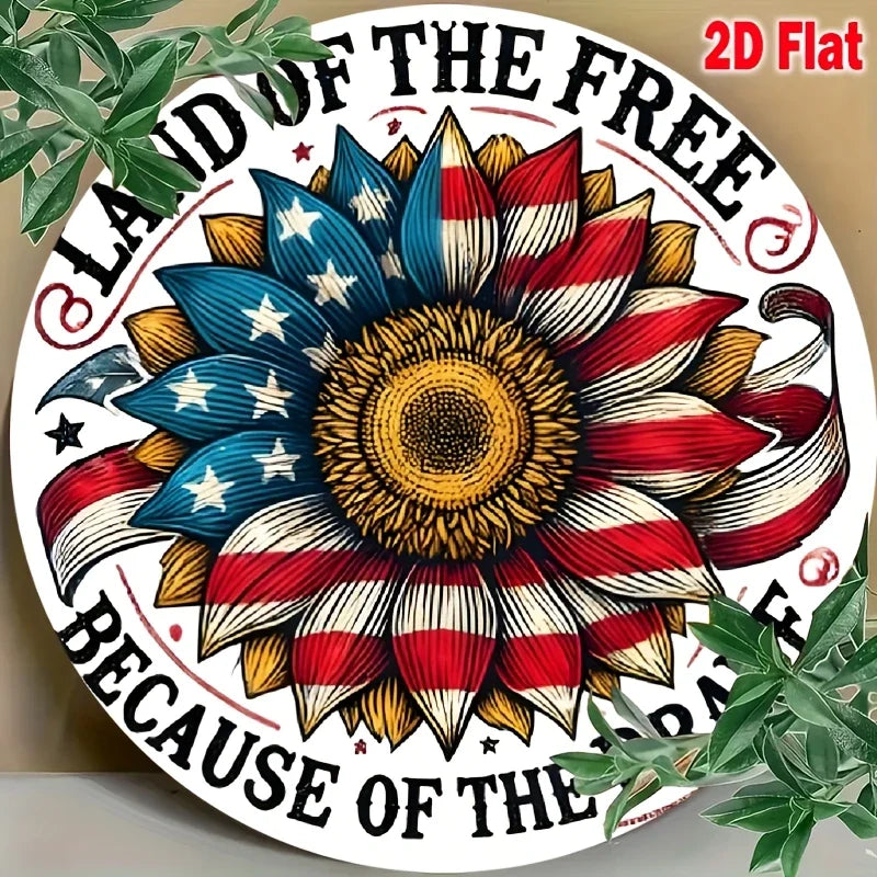 American Flag 8x8 Inch Metal Sign