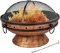 30-Inch Wood Burning Fire Pit with Poker and Screen - Copper Finish
