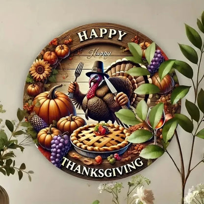 "'Happy Thanksgiving' – 1pc 2D Round Plaque