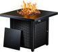 28 Inch Propane Fire Pit Table with Steel Construction, Lid, Lava Rocks, and Warmth
