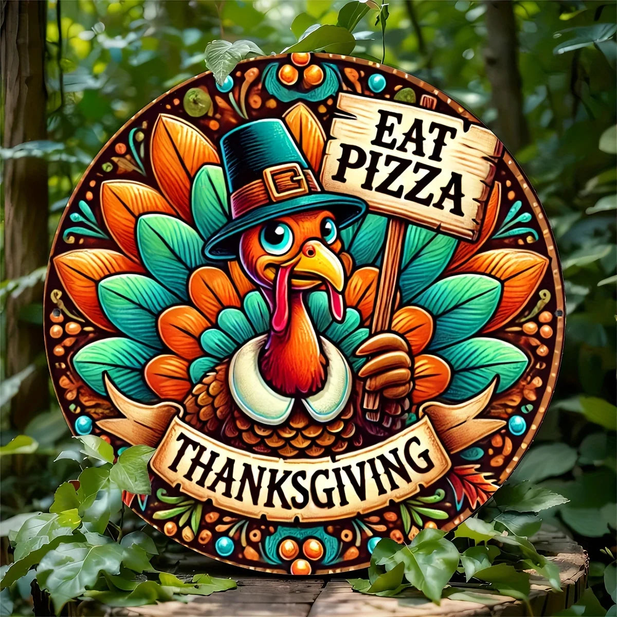 Humorous Thanksgiving Turkey Aluminum Metal Sign