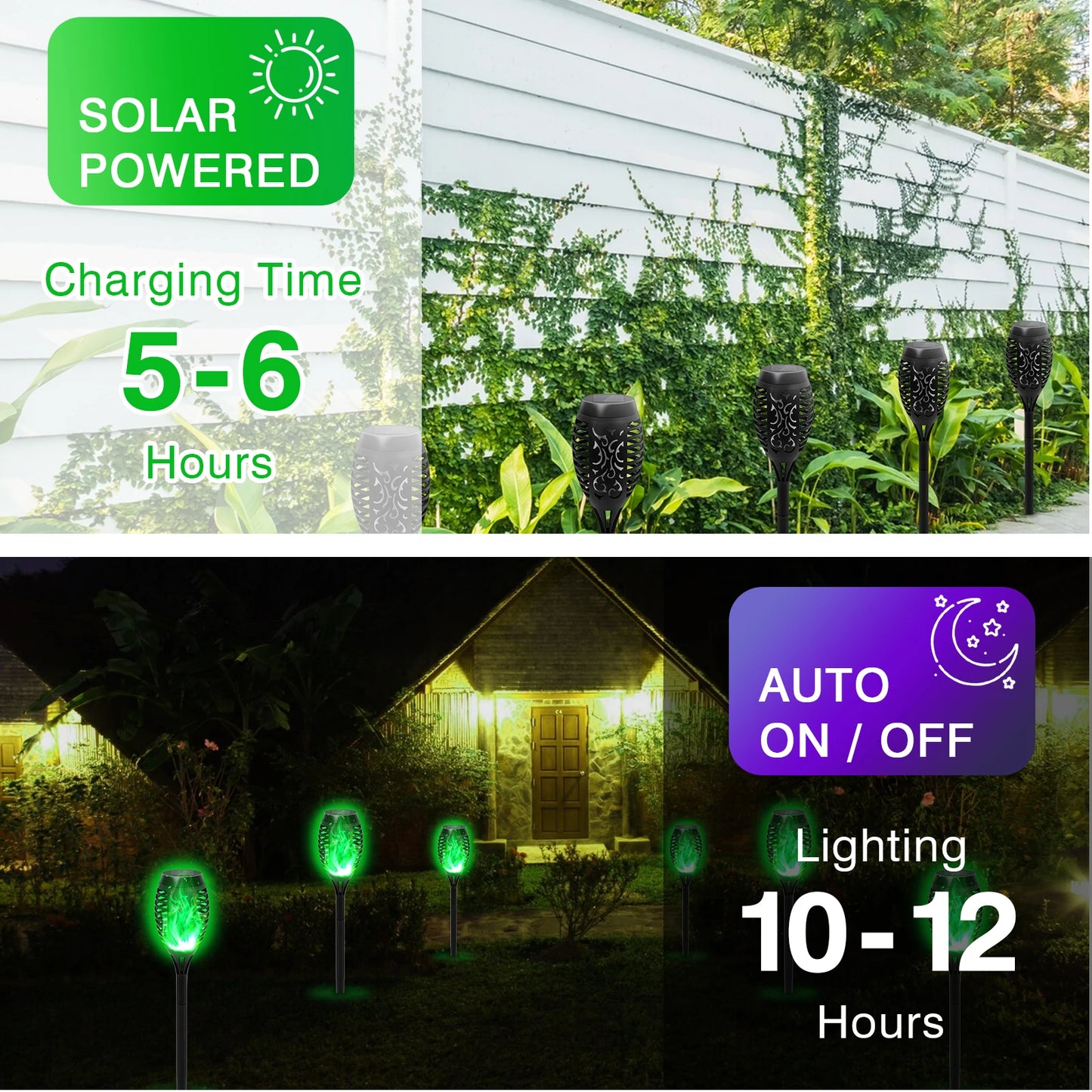 4/6/8/12Pcs Solar Flickering Outdoor Flame Torch Light