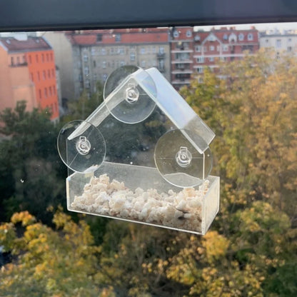 Transparent Bird Feeder for Outdoor Window with Strong Suction Cups