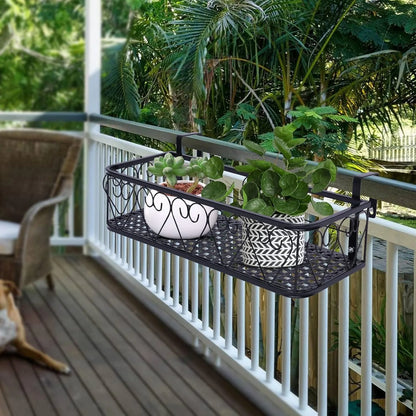 Metal Railing Planter with Hooks