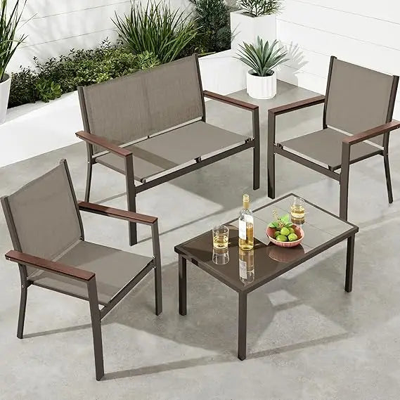4-Piece Outdoor Textilene Patio Conversation Set