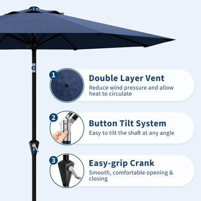 10FT Patio Umbrella With Crank Lift & Tilt