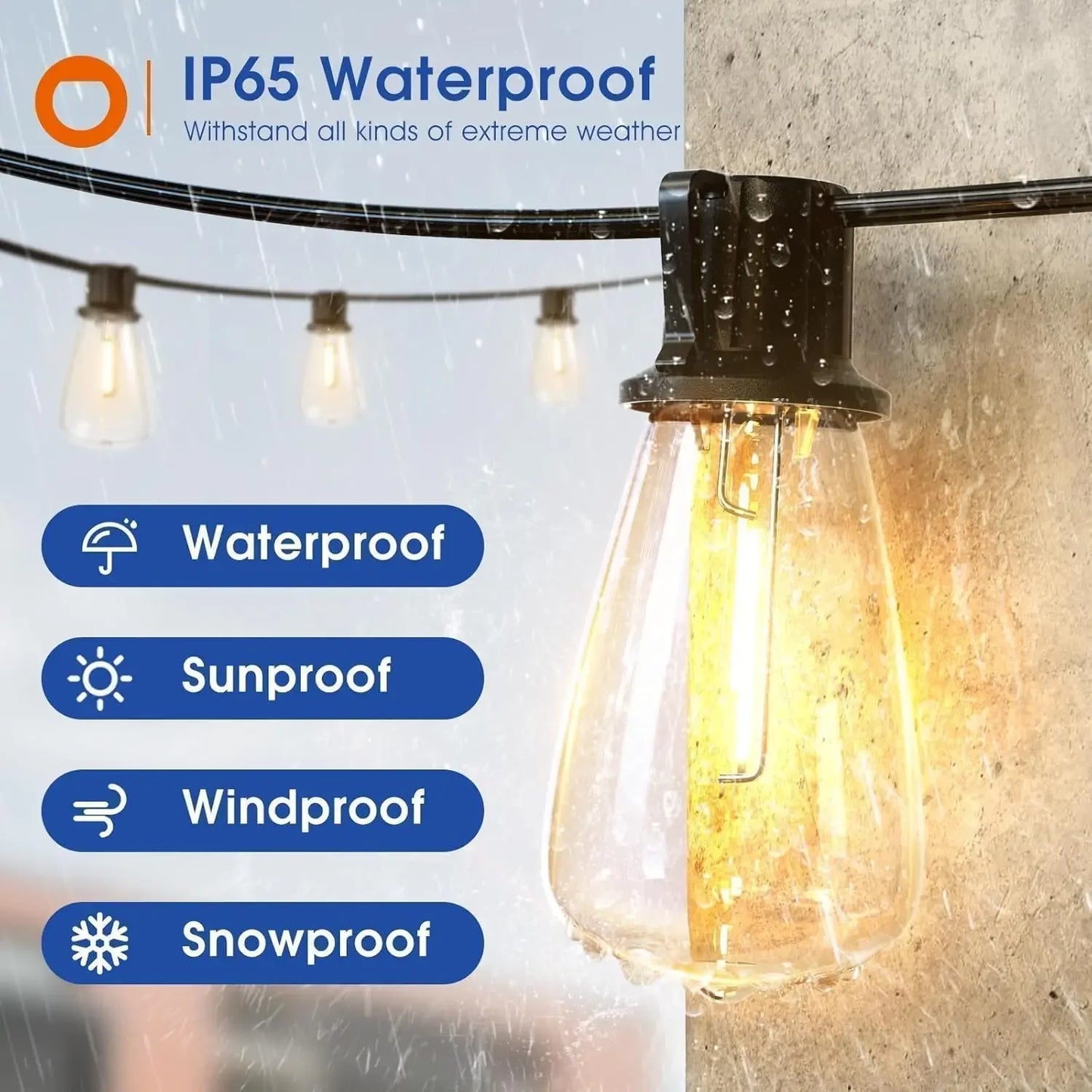 150FT LED Outdoor String Lights Waterproof Shatterproof Patio Lights