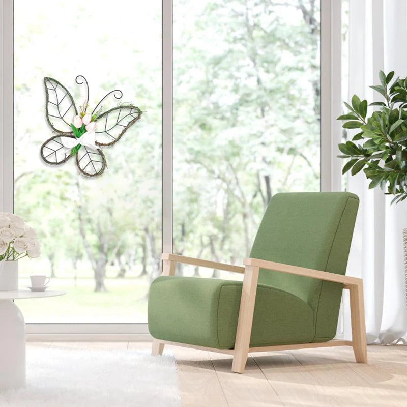 Spring Artificial Tulip Flowers Farmhouse Butterfly Shaped Wreath