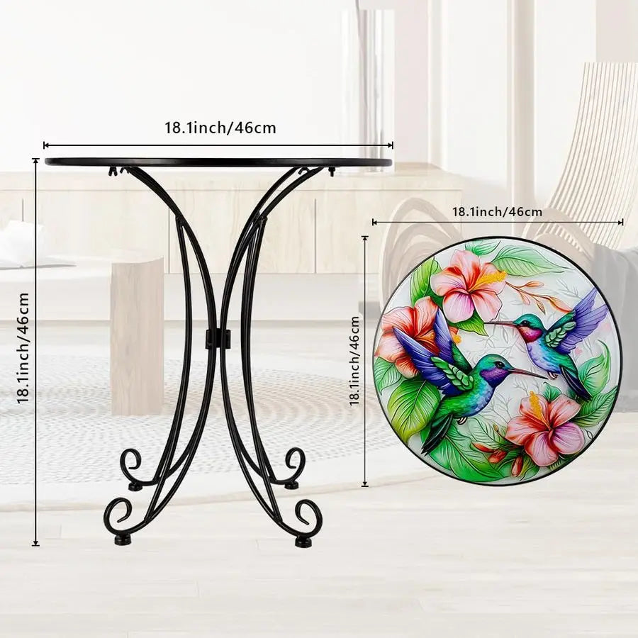 18 Inch Outdoor Glass Top Side Table