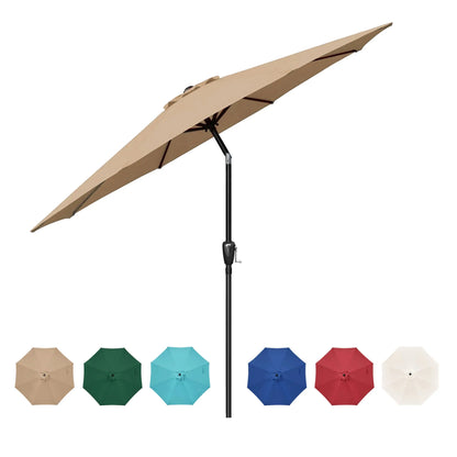 9' Outdoor Patio Umbrella, Push Button Tilt and Crank for Garden