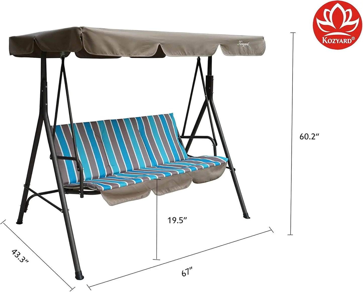 Patio Swing with Strong Steel Frame, Adjustable Canopy and Removable Cushion