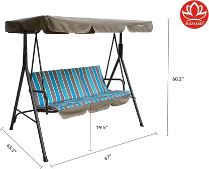 Patio Swing with Strong Steel Frame, Adjustable Canopy and Removable Cushion
