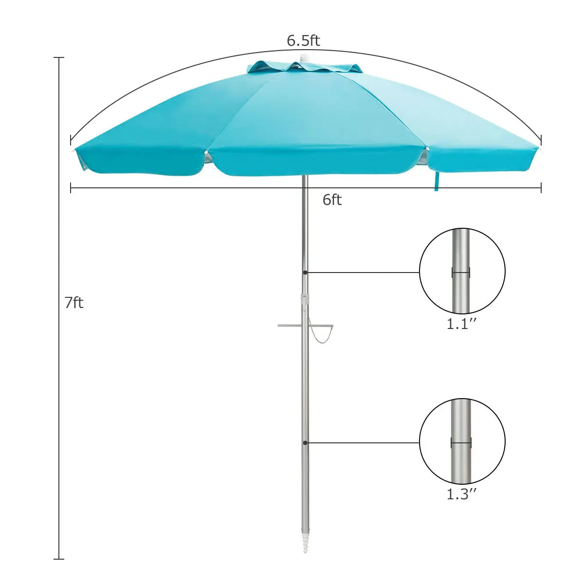 6.5FT Patio Beach Umbrella