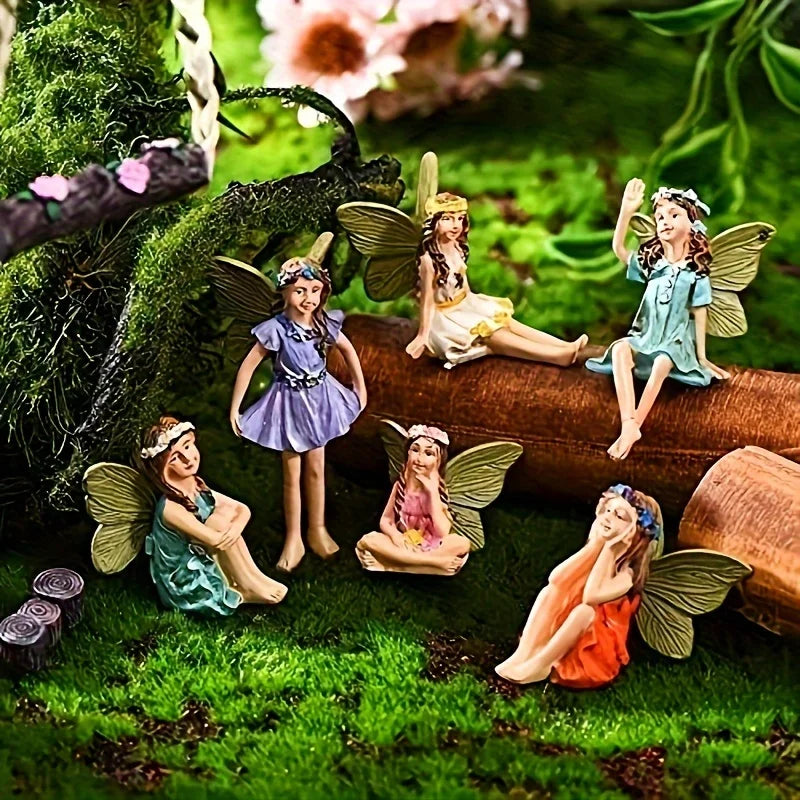 6 Pieces Miniature Fairy Sculpture Yard Ornaments Potted Plants Decor