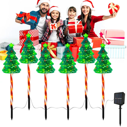 6 Pack LED Solar Powered Xmas Tree Candy Cane Light