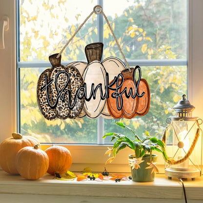 Thankful Sign Fall Pumpkin Front Door Decor