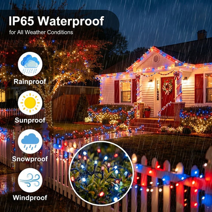 Patriotic Red White Blue LED String Lights