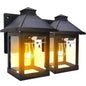 2pcs Solar Powered Wall Lanterns with 3 Modes Dusk to Dawn Motion Sensor