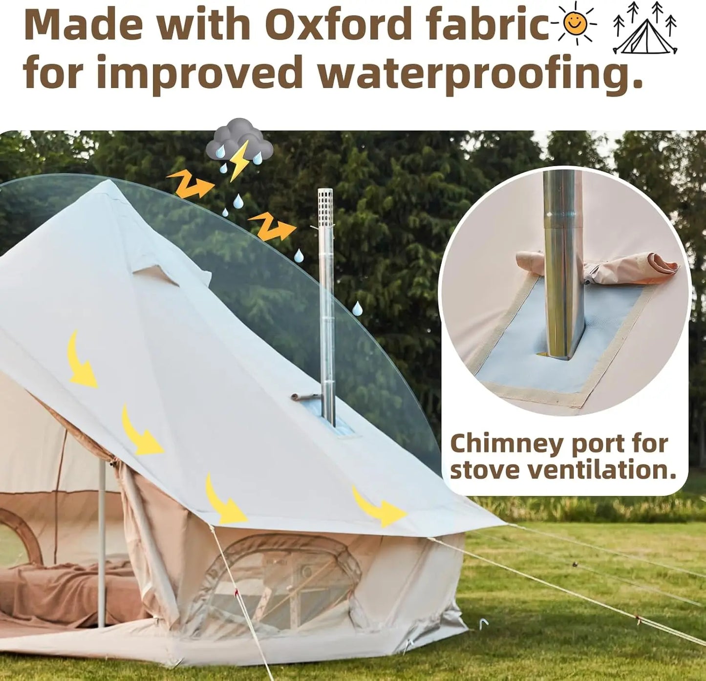 4 Season Waterproof Glamping Tents with Stove Jack