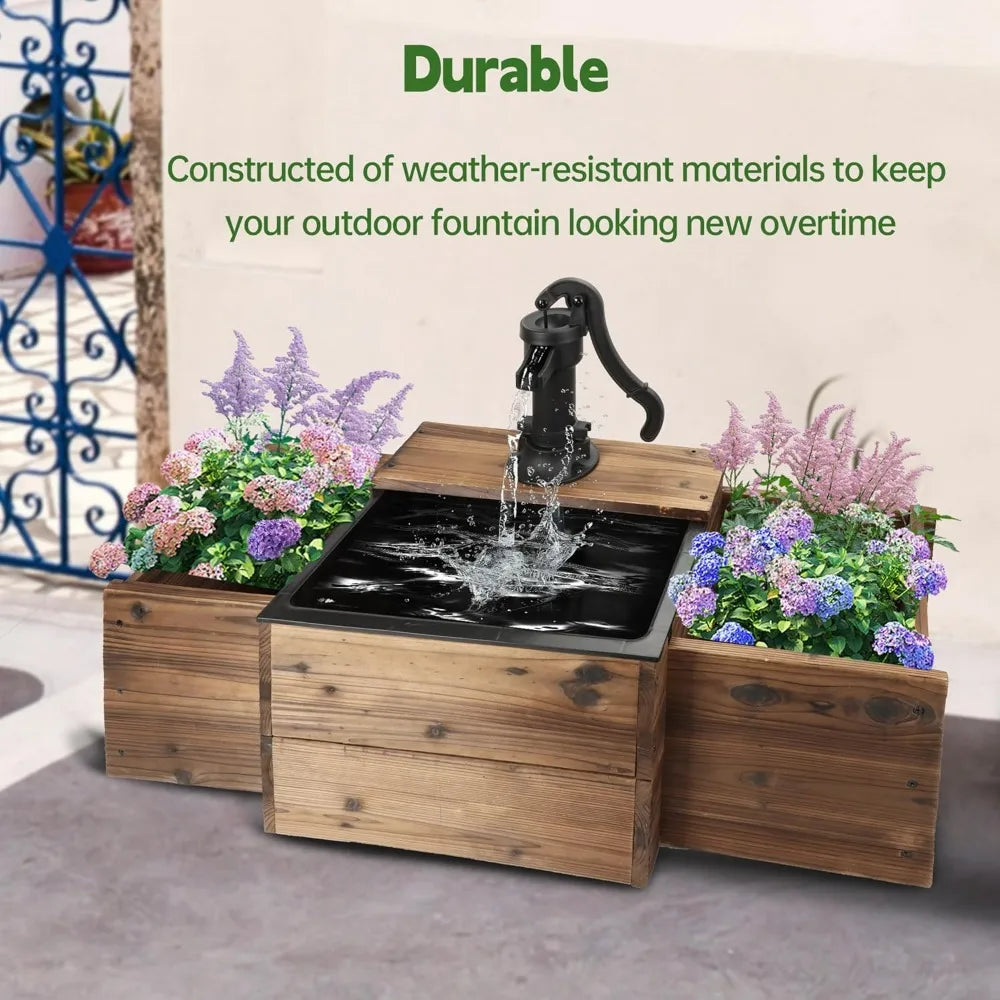 Outdoor Water Fountain with Flower Box