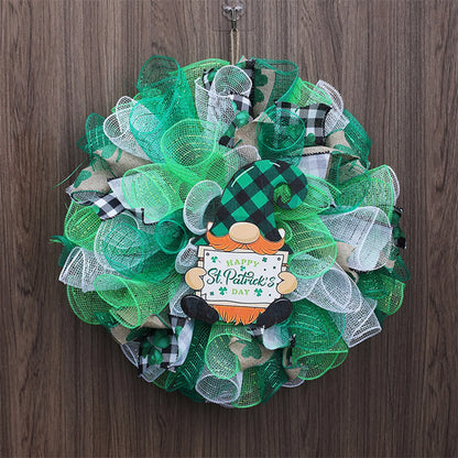 St Patrick s Day Gnome Wreath with Shamrock Print