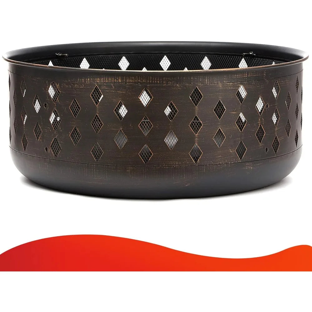 36 Inch Outdoor Bronze Cross weave Wood Burning Fire Pit