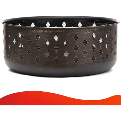 36 Inch Outdoor Bronze Cross weave Wood Burning Fire Pit