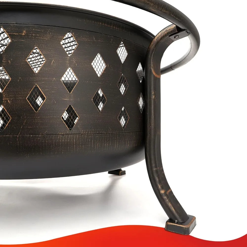 36 Inch Outdoor Bronze Cross weave Wood Burning Fire Pit