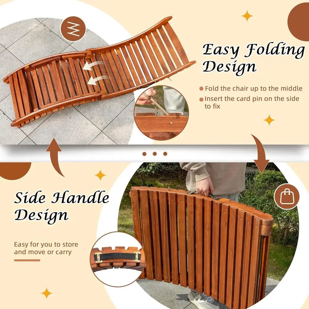 2-Piece Outdoor Acacia Wood Chaise Lounge Set