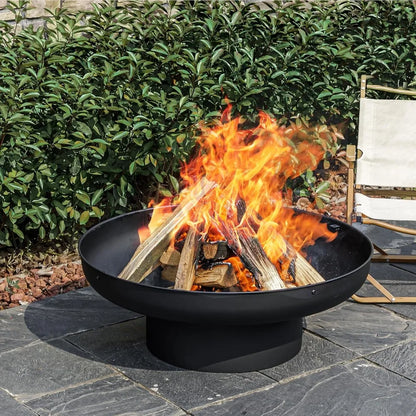 32in Outdoor Wood Burning BBQ Grill Firepit Bowl with Cover Lid