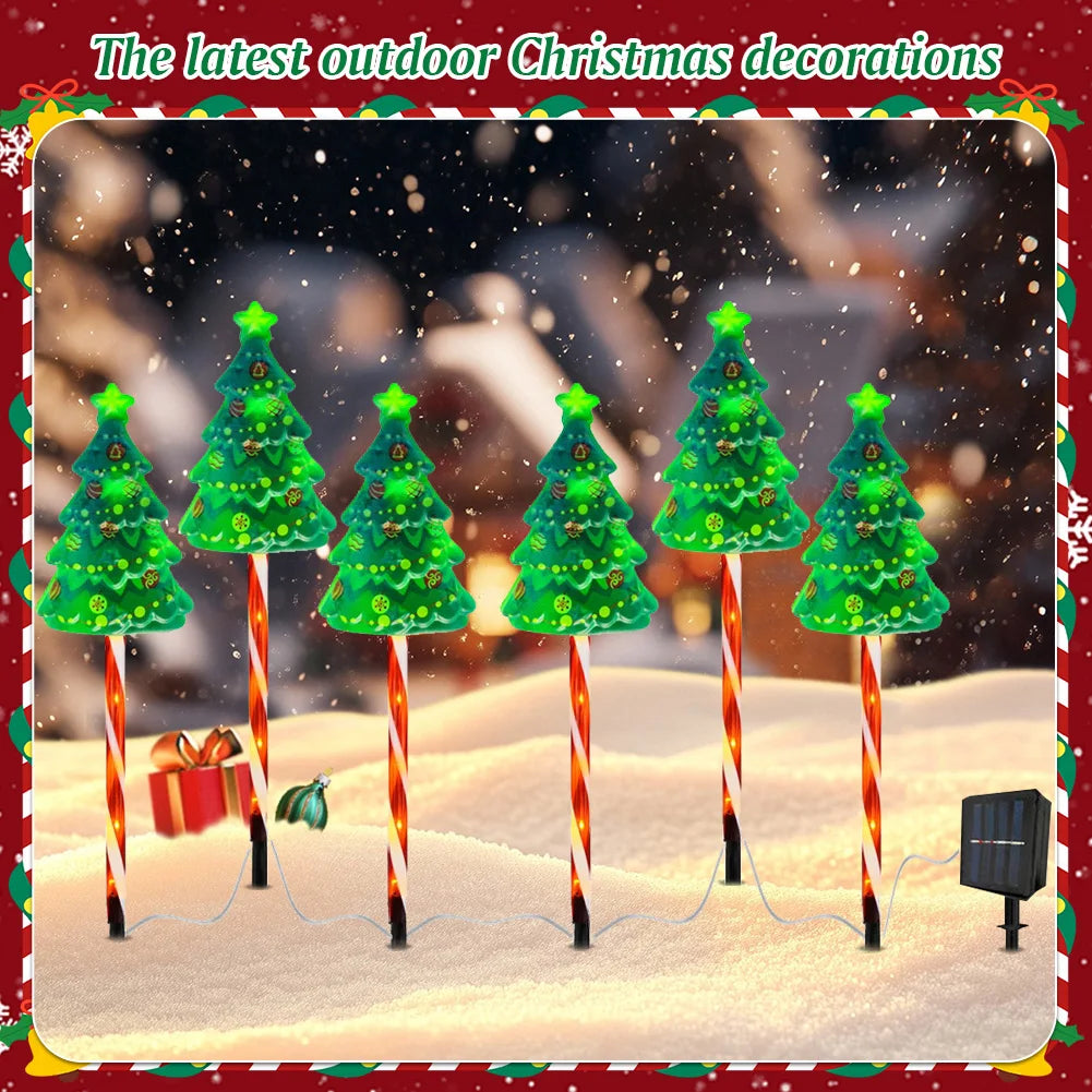 6 Pack LED Solar Powered Xmas Tree Candy Cane Light