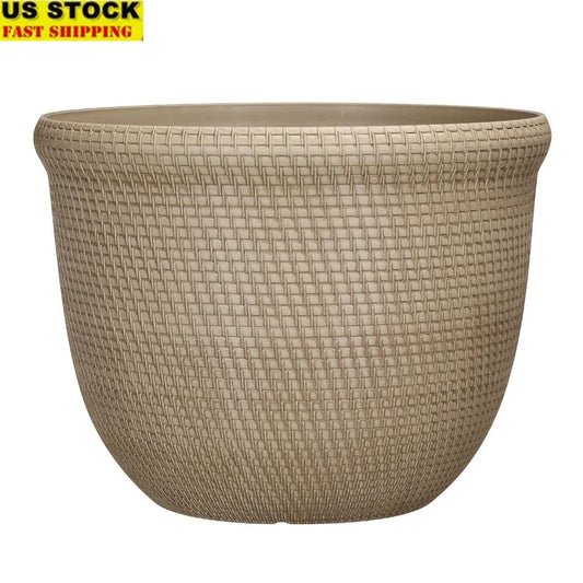 15.8in Lightweight Recycled Resin Planter with Drainage Holes
