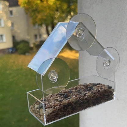 Transparent Bird Feeder for Outdoor Window with Strong Suction Cups