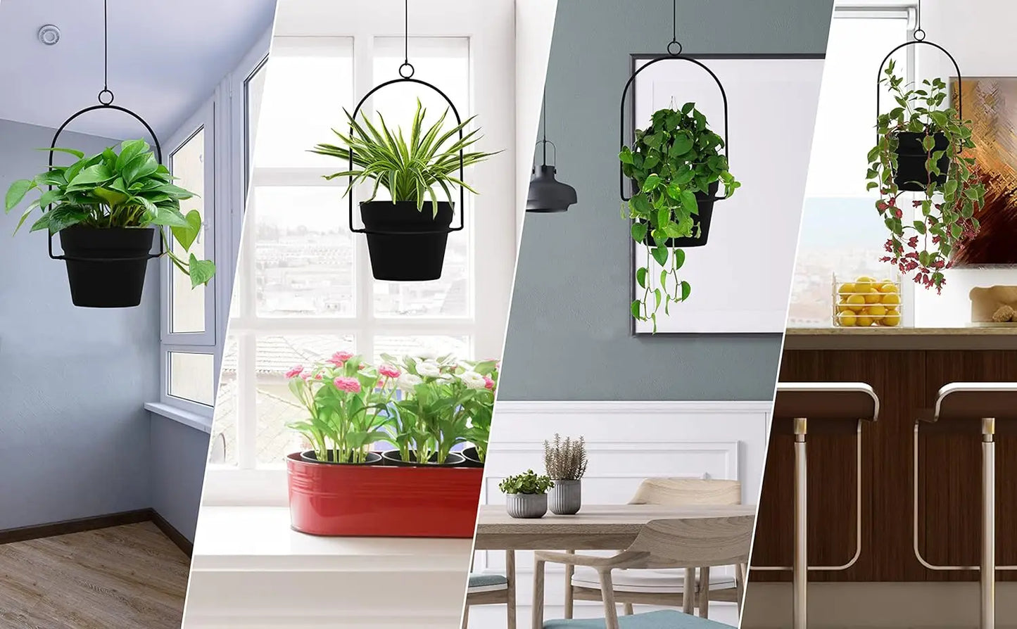 3-Pack Black Hanging Planters