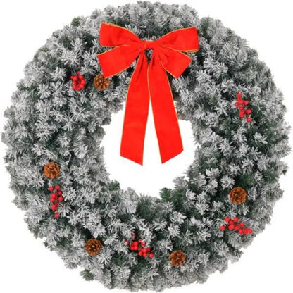 24in Prelit Battery Powered Christmas Wreath with Remote