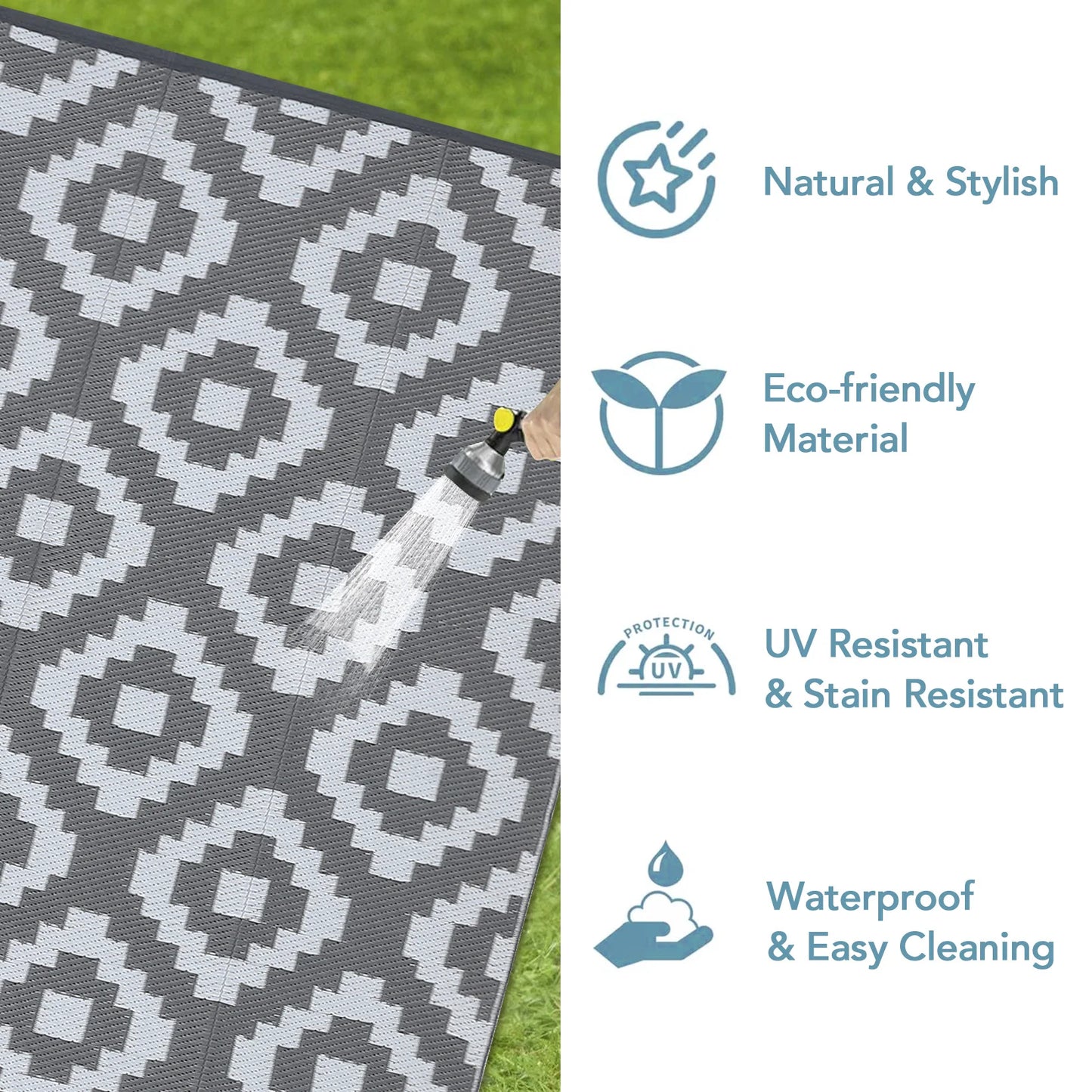 Modern Geometric Reversible Waterproof Outdoor Rug