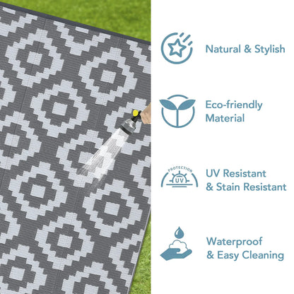 Modern Geometric Reversible Waterproof Outdoor Rug