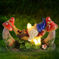 Solar Gnome Figurine Lying on Hammock with Bird and Mushroom